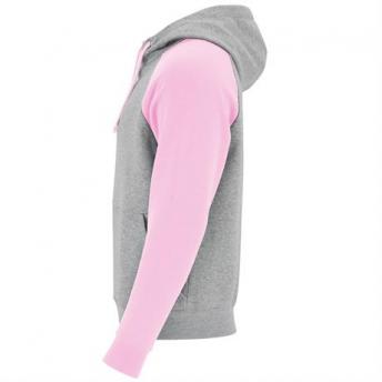 Двухцветное Толстовка BADET унисекс, ПЁСТРЫЙ СЕРЫЙ/СВЕТЛО-РОЗОВЫЙ XL