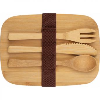 Ланч-бокс с приборами и бамбуковой крышкой NTEU9-113730