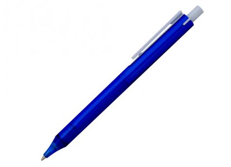 Ручка шариковая, пластик, прозрачный, синий/белый артикул PS46-1/BU