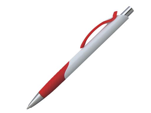 Ручка шариковая, пластик, белый/красный ГАУДИ артикул 201029-A/RD