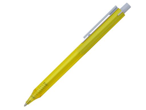 Ручка шариковая, пластик, прозрачный, желтый/белый артикул PS46-1/YE