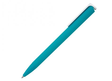 Ручка шариковая, пластик, софт тач, бирюзовый/белый, Click артикул 201073-AR/TR-320