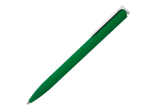 Ручка шариковая, пластик, софт тач, зеленый/белый, Click артикул 201073-AR/GR-348