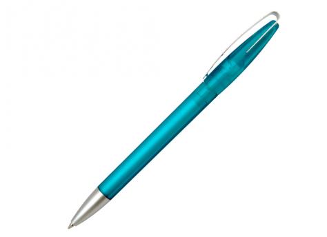 Ручка шариковая, пластик, фрост, металл, голубой/серебро артикул 9122/LBU-F