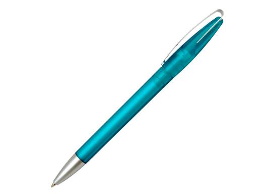 Ручка шариковая, пластик, фрост, металл, голубой/серебро артикул 9122/LBU-F