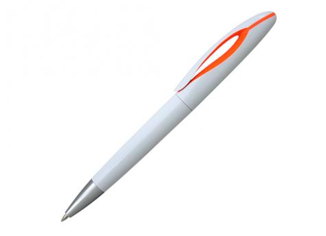 Ручка шариковая, пластик, белый/оранжевый артикул 201055-A/OR