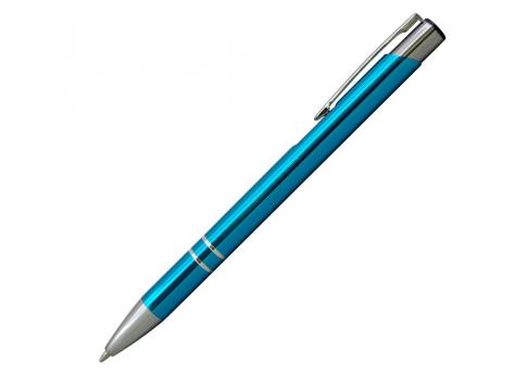 Ручка шариковая, COSMO, металл, голубой/серебро артикул SJ/LBU