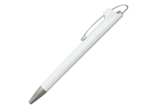 Ручка шариковая, пластик, белый/серебро, АУРА артикул 201019-A/WT