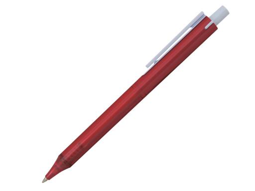 Ручка шариковая, пластик, прозрачный, красный/белый артикул PS46-1/RD